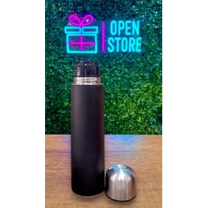 TERMO ACERO 1L BALA CON FUNDA NEGRA
