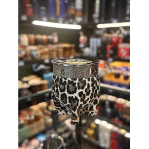 MATE IMPERIAL CON VIROLA DE ACERO LISA ANIMAL PRINT BLANCO Y NEGRO
