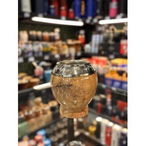 MATE TORPEDO DE LAPACHO LAQUEADO CON VIROLA ALPACA CINCELADA