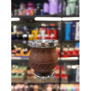 MATE DE ALGARROBO Y VIROLA DE ACERO BOCA PLANA