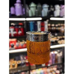 MATE IMPERIAL DE VIROLA DE ACERO CON CUERO TALLADO Y BASE DE CUERO