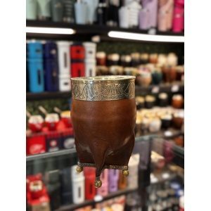 MATE IMPERIAL CON VIROLA DE ALPACA CINCELADA Y PATITAS