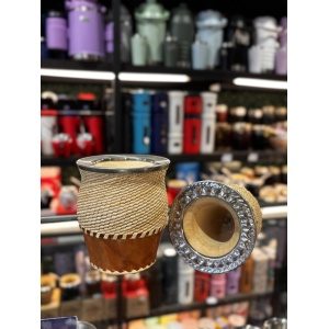 MATE CAMIONERO ALGARROBO/CALABAZA TRENSADO ACERO