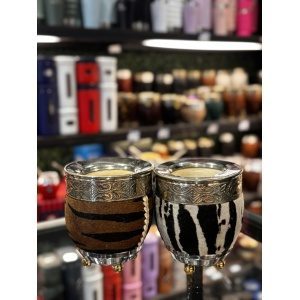 MATE ROMA CON CUERO PELO Y VIROLA DE ALPACA