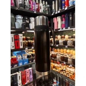TERMO ACERO 1L MEDIA MANIJA NEGRO