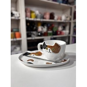 TAZA + PLATO PREMIUM GATO