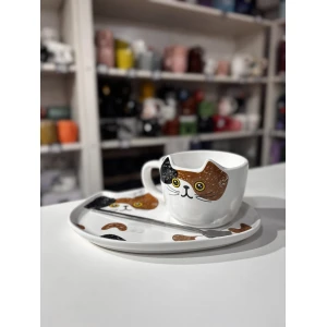 TAZA + PLATO PREMIUM GATO