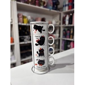 TAZAS APILABLES GATITOS X4