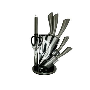 SET CUCHILLAS X5 + CHAIRA + TIJERA + BASE ACERO