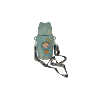 BOTELLA INFANTIL ACERO 450ML LUO CON CORREA Y TAPA BOTON CON PICO DE SILICONA