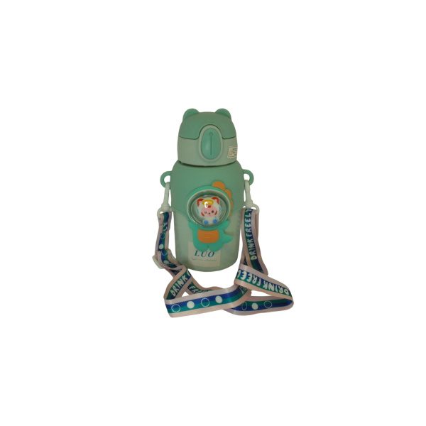 BOTELLA INFANTIL ACERO 450ML LUO CON CORREA Y TAPA BOTON CON PICO DE SILICONA - Imagen 3