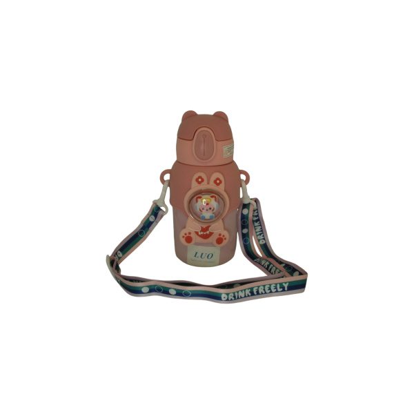 BOTELLA INFANTIL ACERO 450ML LUO CON CORREA Y TAPA BOTON CON PICO DE SILICONA - Imagen 4