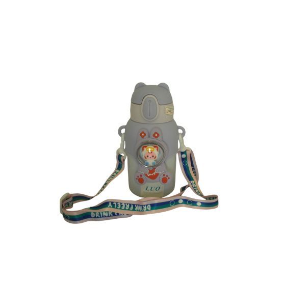 BOTELLA INFANTIL ACERO 450ML LUO CON CORREA Y TAPA BOTON CON PICO DE SILICONA - Imagen 5