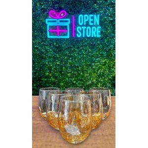 VASOS VIDRIO BOMBE COLOR AMBAR X6