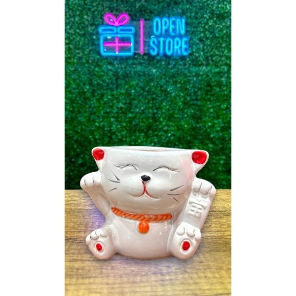 MACETA CERAMICA GATITO DE LA SUERTE