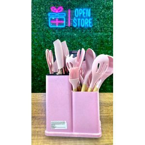 SET UTENSILIOS + CUCHILLAS CERAMICAS CON TABLA Y PORTA UTENSILIOS X19