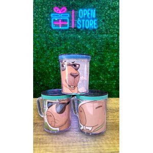 TAZA INFANTIL ACRILICO CON TAPA PERSONAJES