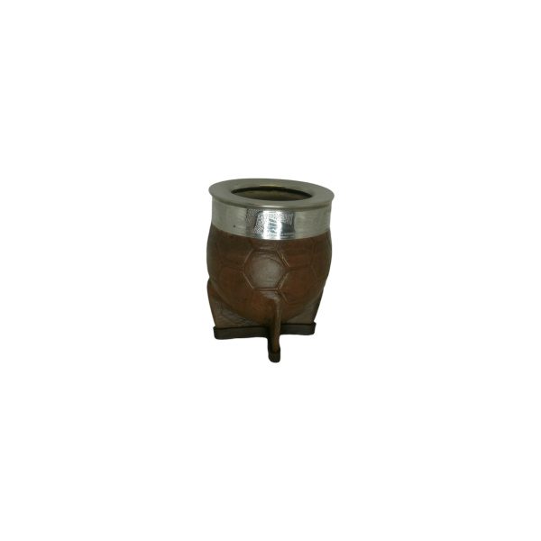MATE IMPERIAL ACERO LISO CON INTERIOR DE ACERO Y CUERO TALLADO - Imagen 2