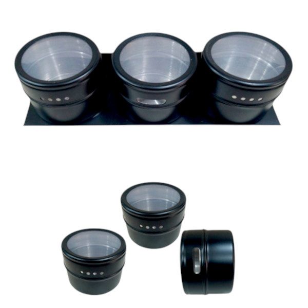 ESPECIEROS X3 ACERO NEGRO CON BASE IMANTADA