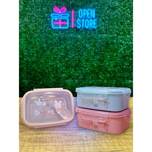 VIANDA DOBLE INTERIOR ACERO CON TRABA + CUCHARA CHICA
