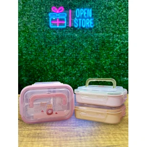 VIANDA CON INTERIOR DE ACERO INFANTIL DE 3 DIV Y TAPA CON MANIJA