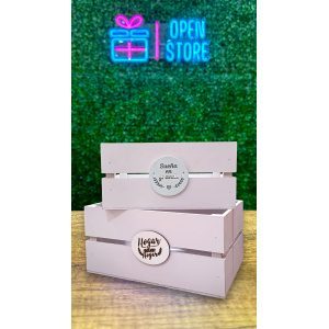 CANASTOS MADERA DECO X2