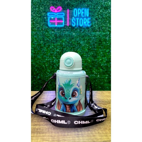 BOTELLA INFANTIL ACERO 450ML CON FUNDA Y CORREA CHIMOLA