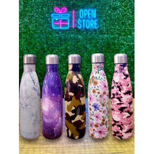 BOTELLA ACERO 500ML TAPA A ROSCA ESTAMPADA (ECONOMICA)