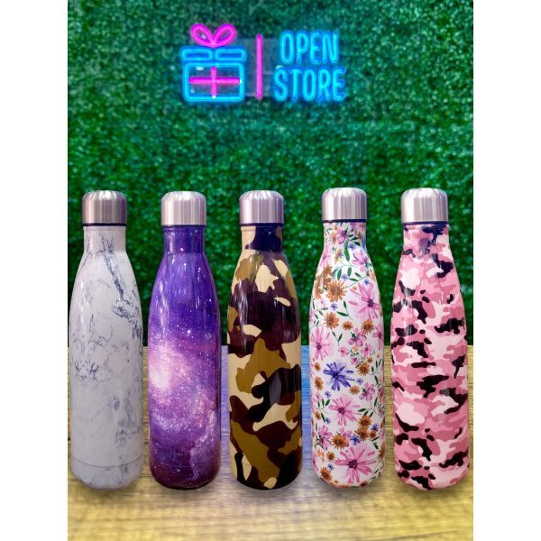 BOTELLA ACERO 500ML TAPA A ROSCA ESTAMPADA (ECONOMICA)