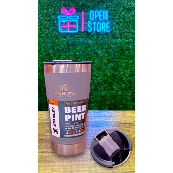 VASO ACERO CERVECERO CON TAPA DESTAPADOR STANLEY