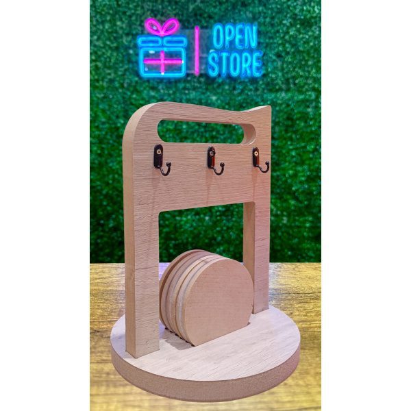 PORTA TAZAS MADERA CON POSA TAZAS X6 - Imagen 3