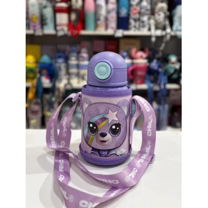 BOTELLA INFANTIL ACERO 450ML CON PICO SILICONA Y CORREA CHIMOLA