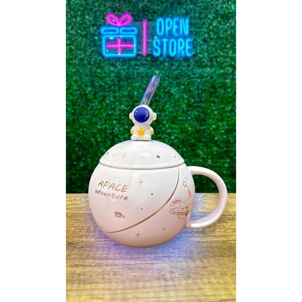 TAZA CON TAPA Y CUCHARA AVENTURA ESPACIAL