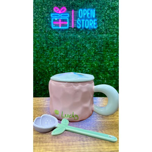 TAZA CON TAPA Y CUCHARA FLOR - Imagen 4