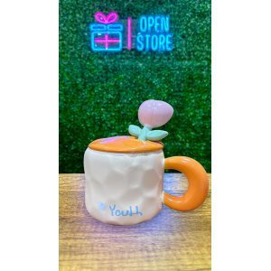 TAZA CON TAPA Y CUCHARA FLOR