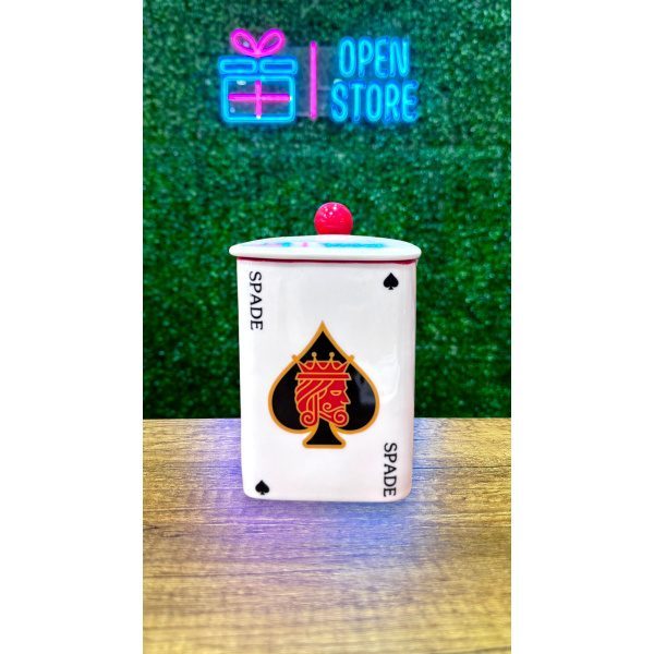 TAZA CON TAPA Y CUCHARA POKER - Imagen 2