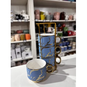 TAZAS APILABLES DORADAS X4