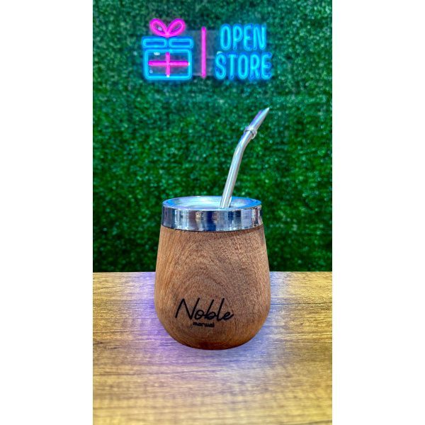 MATE ALGARROBO CON INTERIOR ACERO NOBLE MARWAL EN CAJA