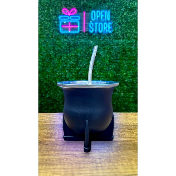 MATE NATIVO (VIROLA DE ACERO) CON BOMBILLA SACA YERBA EN CAJA