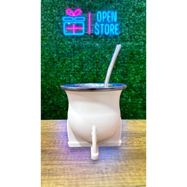 MATE NATIVO (VIROLA DE ACERO) CON BOMBILLA SACA YERBA EN CAJA - Imagen 4