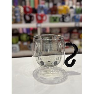 TAZA VIDRIO DOBLE GATITO