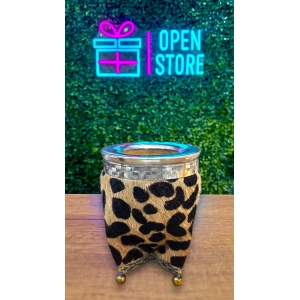 MATE IMPERIAL CON VIROLA DE ALPACA, PATITAS Y CUERO ANIMAL PRINT