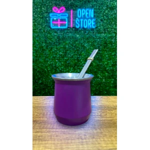 MATE ACERO CARCASA PLASTICA CON BOMBILLA