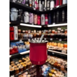 MATE ACERO CARCASA PLASTICA CON BOMBILLA