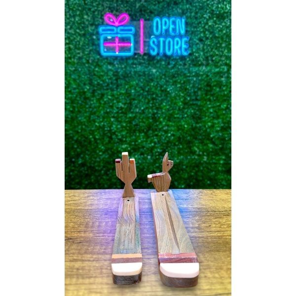 PORTA SAHUMERIO PALO SANTO CON DETALLE HUESO