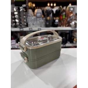 VIANDA DOBLE INTERIOR ACERO 2 PISOS Y TAPA CON MANIJA