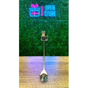 CUCHARA METAL GATITO PLATEADA