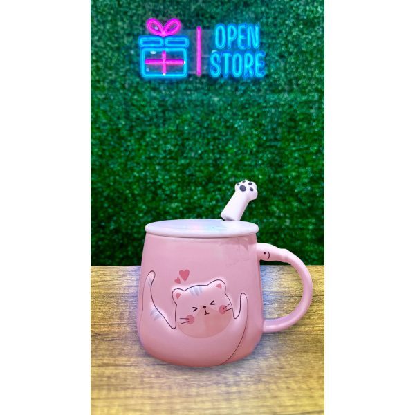 TAZA CON TAPA Y CUCHARA GATO DURMIENDO - Imagen 3