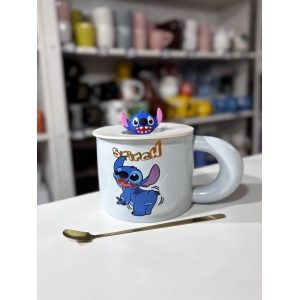 TAZA CON TAPA Y CUCHARA STITCH