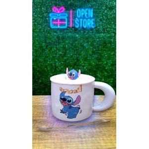 TAZA CON TAPA Y CUCHARA STITCH
